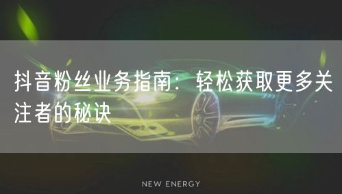 抖音粉丝业务指南：轻松获取更多关注者的秘诀