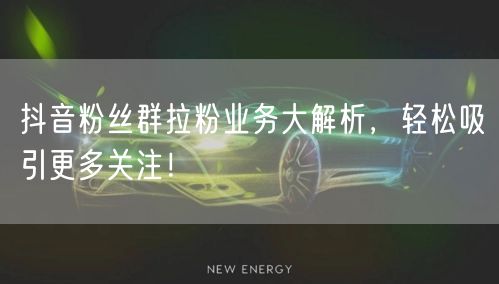 抖音粉丝群拉粉业务大解析，轻松吸引更多关注！