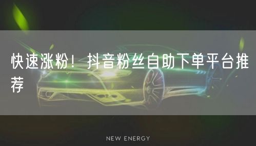 快速涨粉！抖音粉丝自助下单平台推荐