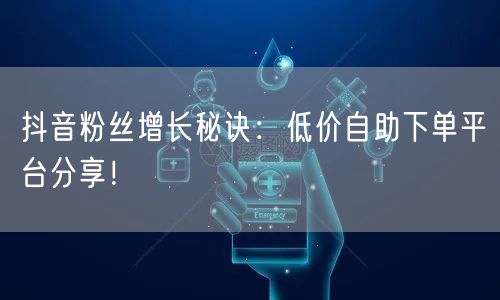 抖音粉丝增长秘诀：低价自助下单平台分享！