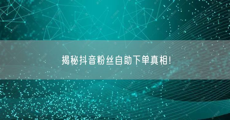 揭秘抖音粉丝自助下单真相！