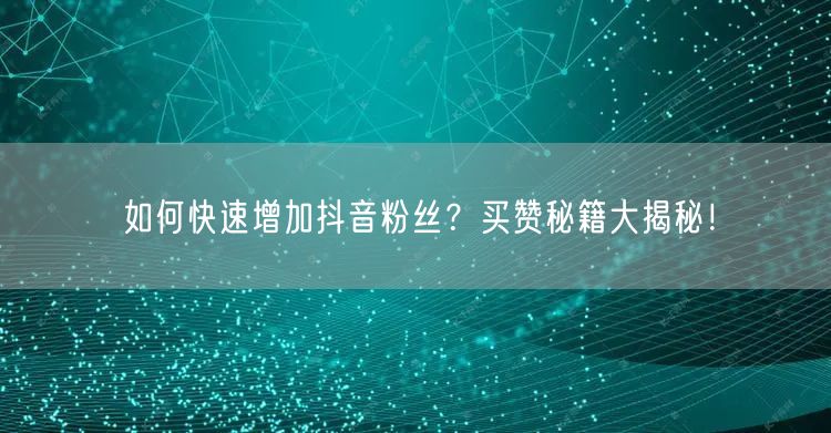 如何快速增加抖音粉丝？买赞秘籍大揭秘！