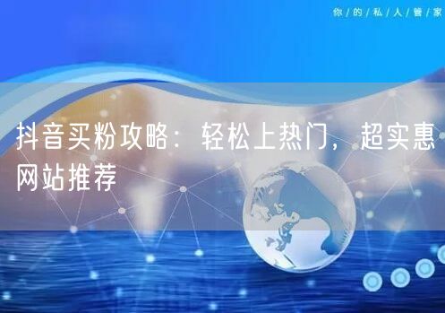 抖音买粉攻略：轻松上热门，超实惠网站推荐