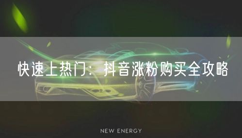快速上热门：抖音涨粉购买全攻略