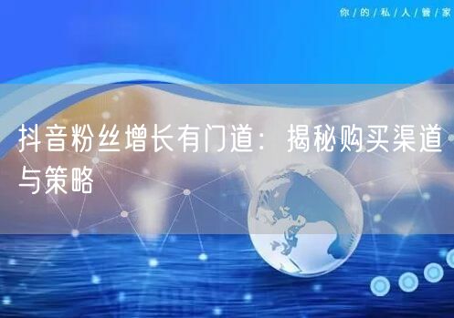 抖音粉丝增长有门道：揭秘购买渠道与策略