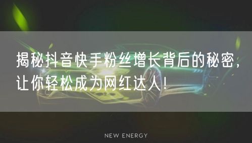 揭秘抖音快手粉丝增长背后的秘密，让你轻松