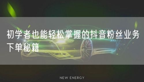 初学者也能轻松掌握的抖音粉丝业务下单秘籍
