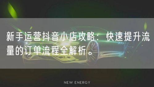 新手运营抖音小店攻略：快速提升流量的订单流程全解析。