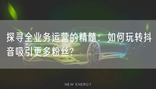 探寻全业务运营的精髓：如何玩转抖音吸引更多粉丝?