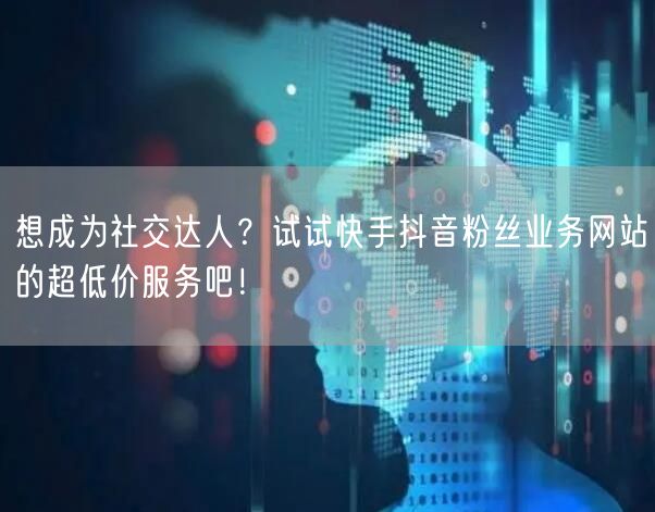 想成为社交达人？试试快手抖音粉丝业务网站的超低价服务吧！