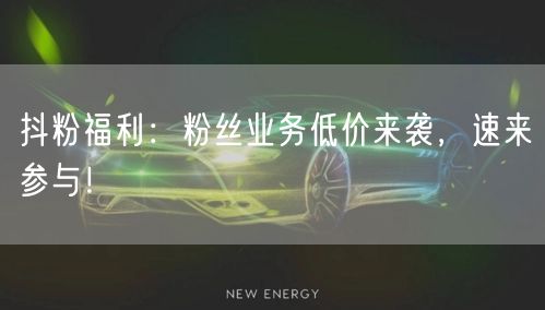抖粉福利：粉丝业务低价来袭，速来参与！