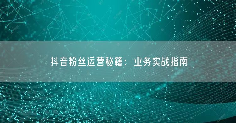 抖音粉丝运营秘籍：业务实战指南