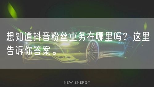 想知道抖音粉丝业务在哪里吗？这里告诉你答