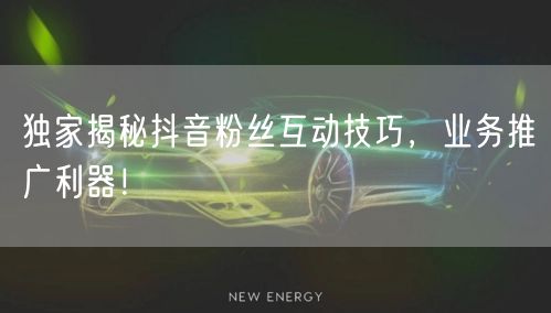 独家揭秘抖音粉丝互动技巧，业务推广利器！