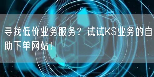 寻找低价业务服务？试试KS业务的自助下单