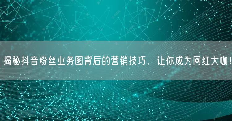 揭秘抖音粉丝业务图背后的营销技巧，让你成