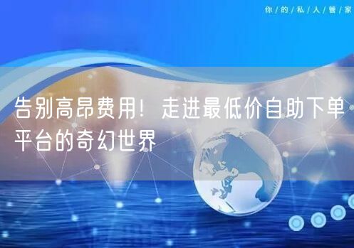 告别高昂费用！走进最低价自助下单平台的奇