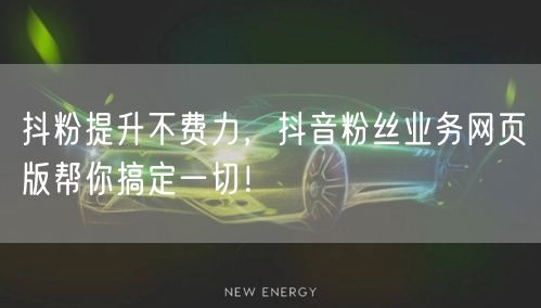 抖粉提升不费力，抖音粉丝业务网页版帮你搞