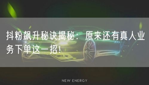 抖粉飙升秘诀揭秘：原来还有真人业务下单这一招！