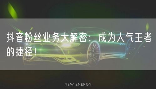 抖音粉丝业务大解密：成为人气王者的捷径！