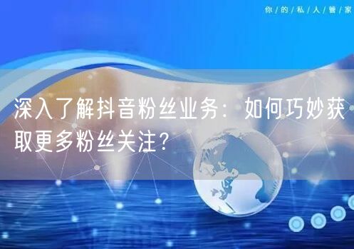 深入了解抖音粉丝业务：如何巧妙获取更多粉丝关注？