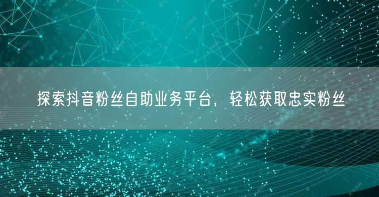 探索抖音粉丝自助业务平台，轻松获取忠实粉丝