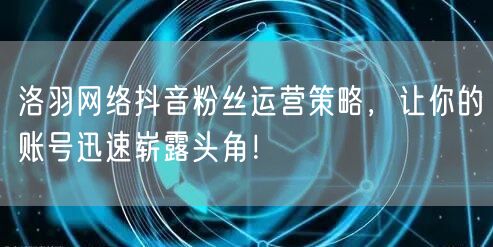 洛羽网络抖音粉丝运营策略，让你的账号迅速崭露头角！