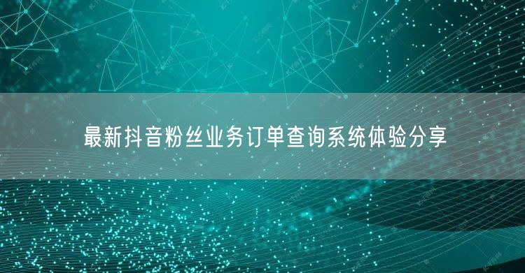 最新抖音粉丝业务订单查询系统体验分享