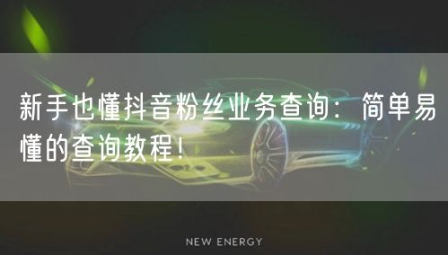 新手也懂抖音粉丝业务查询：简单易懂的查询教程！