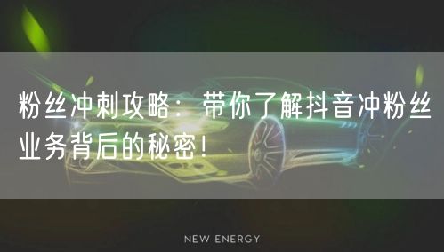 粉丝冲刺攻略：带你了解抖音冲粉丝业务背后的秘密！