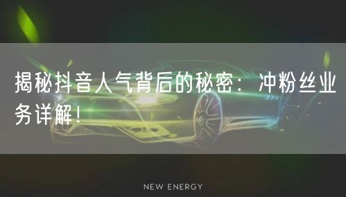 揭秘抖音人气背后的秘密：冲粉丝业务详解！