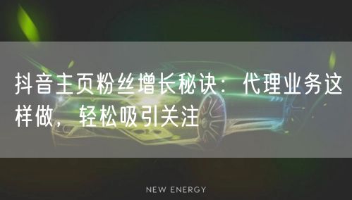 抖音主页粉丝增长秘诀：代理业务这样做，轻松吸引关注