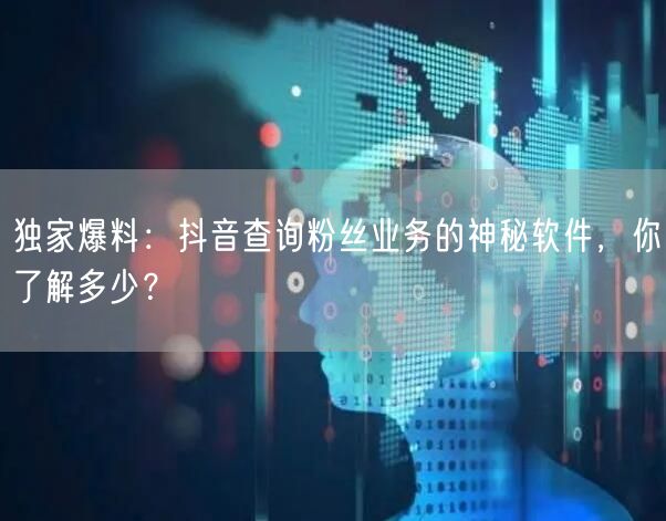独家爆料：抖音查询粉丝业务的神秘软件，你了解多少？