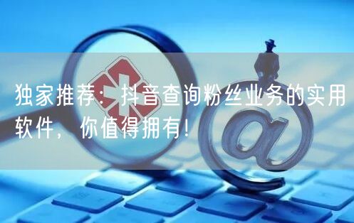独家推荐：抖音查询粉丝业务的实用软件，你值得拥有！