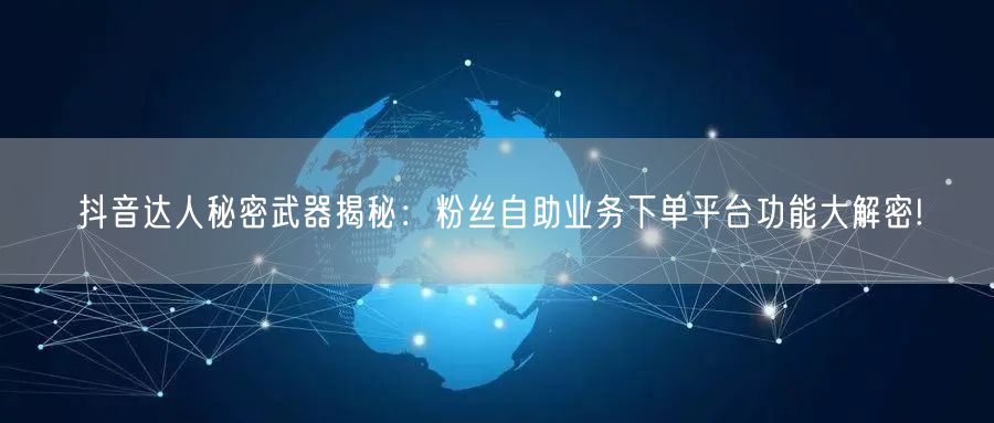 抖音达人秘密武器揭秘：粉丝自助业务下单平台功能大解密!