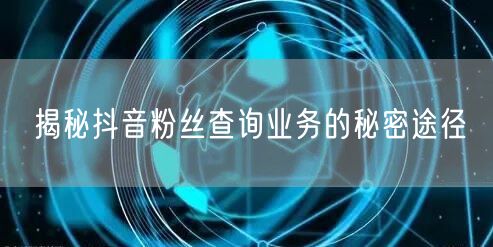 揭秘抖音粉丝查询业务的秘密途径