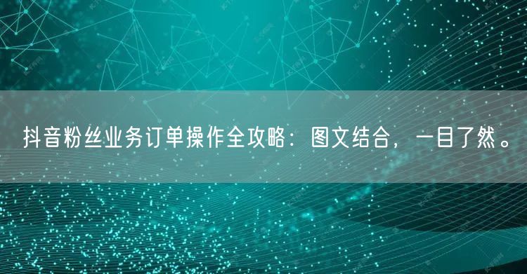 抖音粉丝业务订单操作全攻略：图文结合，一目了然。