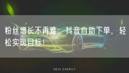 粉丝增长不再难：抖音自助下单，轻松实现目