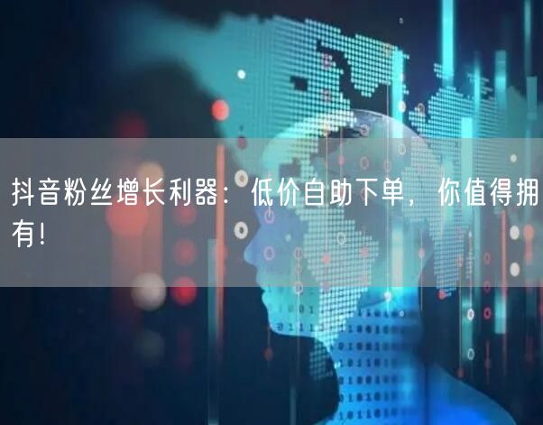 抖音粉丝增长利器：低价自助下单，你值得拥