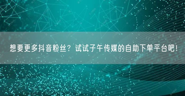 想要更多抖音粉丝？试试子午传媒的自助下单平台吧！