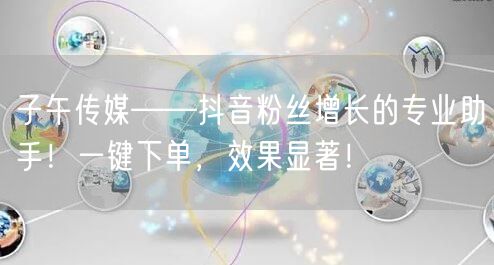 子午传媒——抖音粉丝增长的专业助手！一键下单，效果显著！