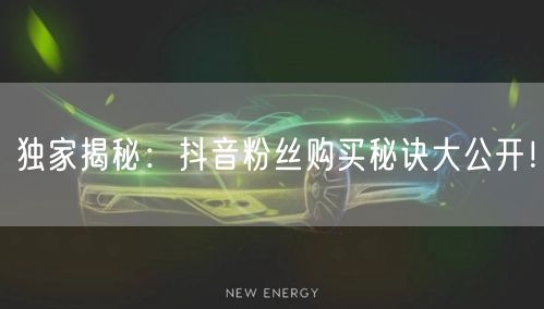 独家揭秘：抖音粉丝购买秘诀大公开！