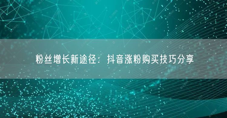 粉丝增长新途径：抖音涨粉购买技巧分享