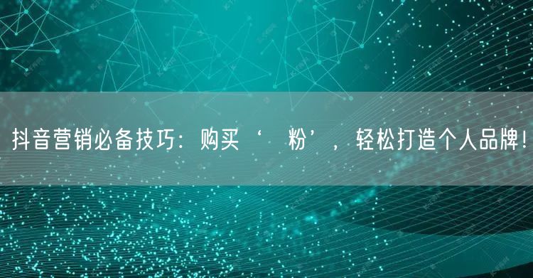 抖音营销必备技巧：购买‘黒粉’，轻松打造个人品牌！