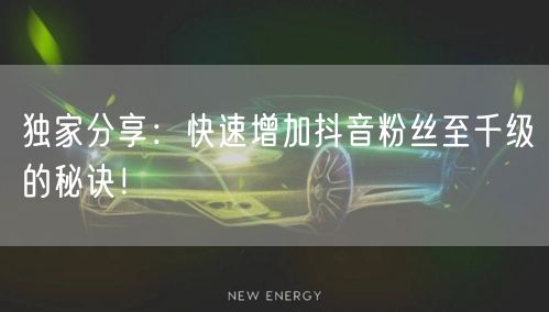 独家分享：快速增加抖音粉丝至千级的秘诀！