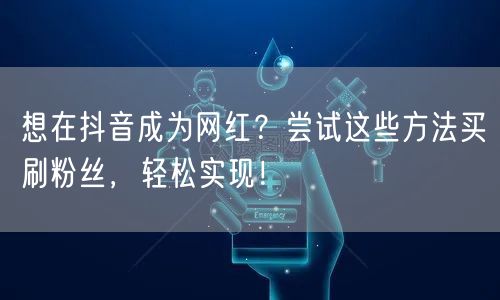 想在抖音成为网红？尝试这些方法买刷粉丝，轻松实现！