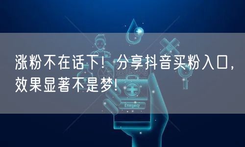 涨粉不在话下！分享抖音买粉入口，效果显著不是梦!