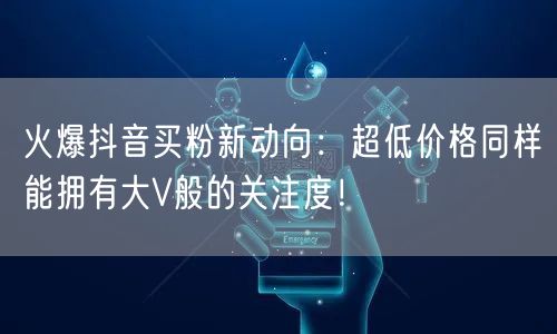 火爆抖音买粉新动向：超低价格同样能拥有大V般的关注度！