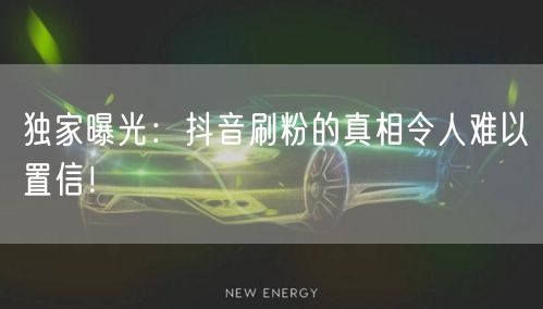 独家曝光：抖音刷粉的真相令人难以置信！