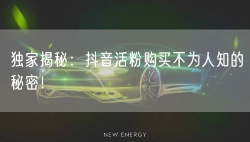 独家揭秘：抖音活粉购买不为人知的秘密！